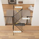 Cumbor 29.7-48" Baby Gate for Stairs, Mom's Choice Awards Winner-Dog Gate for Doorways, Auto Close Safety Pet Gate for Dogs Indoor, Easy Install Pressure Mounted Child Gate with Walk Thru Door, Brown by TinyTreasures Baby Boutique
