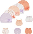 Baby Hat and Mittens Set Cotton Newborn Baby Hats Caps for Boys and Girls, 0-6 Months by TinyTreasures Baby Boutique