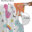 Cartoon Dinosaur Curtains for Kids Boys Girls Home Decor Childish Cute Dino Animals Print Pattern Rod Pocket Blackout Window Drapes for Nursery Baby Bedroom Playroom W21xL63in 2 Panels by TinyTreasures Baby Boutique