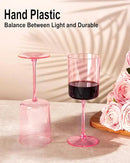 Ciaell 12 Pack Pink Plastic Wine Glasses - 10 Oz Disposable Wine Glasses with Stem for Parties & Weddings & Poolside & Outdoors & Camping by CozyNest Decor