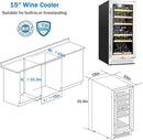 Tylza Mini Fridge 15 Inch Wine Cooler Under Counter, 33 Bottle Dual Zone Wine Fridge with Stainless Steel, Wine Refrigerator Freestanding, Built-in Wine Cellars by CozyNest Decor