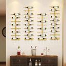8 Bottle Wall Mount Wine Rack with Wine Glass Holder, Metal Wine Wall Rack, Wall Racks for Wine Bottles Display and Storage, Hanging Bottle Organizer for Living Dining Room Wine Cellar Bar (Gold) by CozyNest Decor