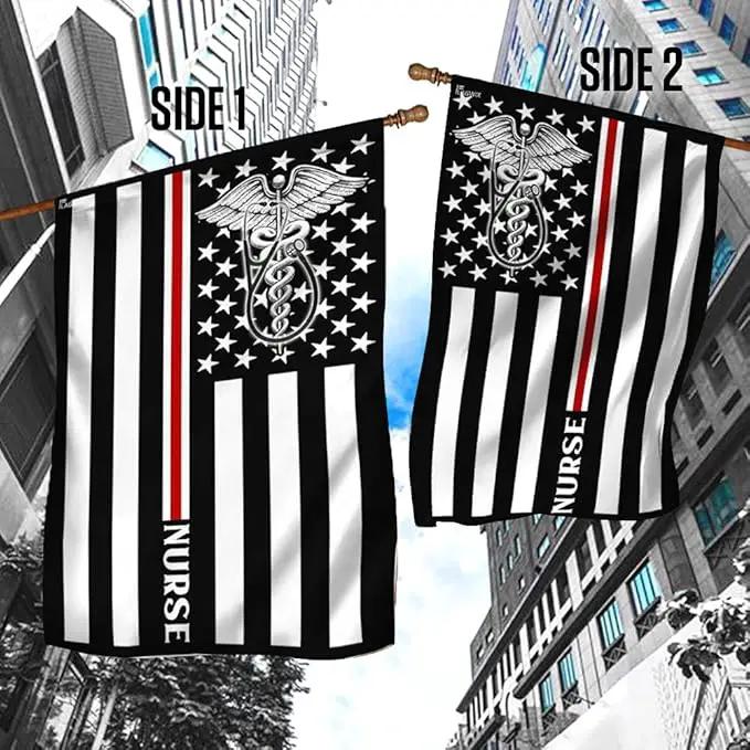FLAGWIX American Flag, Nurse Flag Thin Red Line Nurse Flag - 4th of July, Independence Day Decorations for Home, Garden, House Flag 30x40 - USA Flags Premium Polyester, Decorative Indoor Outdoor Flag, photo 3 of 6