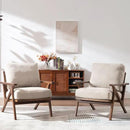 Wahson Set of 2 Mid Century Chair, Upholstered Accent Armchairs, with Wood Frame and Canvas Cushions, Leisure Slipper Chair for Living Room/Bedroom, Beige by CozyNest Decor