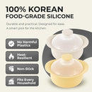 48oz Platinum Silicone 3 Compartmented Microwave Steamer Pot with Handle & Lid - Korea 100% Food-Grade Steamer Bowl, Heat-Resistant Cooker with Steam Holes, Easy Clean, Dishwasher Safe, Ivory by TinyTreasures Baby Boutique