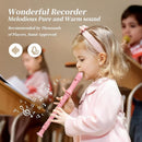 Soprano Recorder Instrument for Kids Beginners Student German Fingering C Key Recorder Instrument 3 Piece with Cleaning Rod and Bag Fingering Chart (Bright pink) by TinyTreasures Baby Boutique