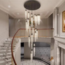 H150'' Modern Chandelier Modern Led Chandeliers Foyer Chandelier Stairs Large Chandelier Adjustable Black Chandeliers Pendant Lighting Fixture Hanging Ceiling Light by CozyNest Decor