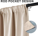 XWZO Total Blackout Curtains 84 Inches Long Rod Pocket Thermal Insulated Black Liner, Noise Reducing and Heat Blocking Drapes for Studio Windows with Tiebacks, Biscotti Beige, W42 x L84, Set of 2 by TinyTreasures Baby Boutique