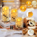 Metaku Flameless Candles Battery Operated Set of 3 Birch Bark LED Pillar Candles with Remote,3D Moving Wick Electric Decorative Candles for Christmas Party Wedding Home Bedroom,D 3"×H4 5" 6" by GreenHaven Gardens