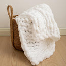 WESHIONGOO Chunky Knit Blanket Throw 40"×40" Knitted Throw Blankets for Couch Bed Fluffy Soft Blanket with Jumbo Chenille Yarn Thick 100% Handmade (White) by CozyNest Decor