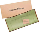 Solino Home Linen Table Runner 108 Inches Long - 100% Pure Linen Moss Green Table Runner 14 x 108 Inch for Fall, Autumn, Thanksgiving - Classic Hemstitch by CozyNest Decor