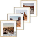 HAUS AND HUES Solid Oak Wood 16”x16” Picture Frames Matted to 12”x12” Set of 4-16x16 Frames for Wall, Square Frames with Mat, Beige Square Matted Picture Frames 16x16 (Beige Oak Frames) by CozyNest Decor