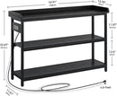 IRONCK Console Table, Sofa Table with Power Outlet, Farmhouse Hallway Table for Entryway, Living Room, Height Adjustable, Easy Assembly, Vintage Black, 43" by CozyNest Decor