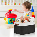 DULLEMELO Canvas Storage Bin with Handles, Fabric Bins for Shelves, Bedroom, Office,Nursery,Fabric Storage Baskets for Toys, Clothes,Gift(3-Pack Medium-15 inch X 11 inch X 9.5 inch , White&Black) by TinyTreasures Baby Boutique