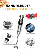 MEGAWISE new Hand Blender Series Only one Hand Blender,no attachments,12-Speed,Includes Powerful Blender Stick- Easy to Clean and Perfect for Smoothies, and More (black) by TinyTreasures Baby Boutique