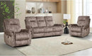 EBELLO 3 Pieces Reclining Couch Furniture Set for Living Room, Double 1 Seat Power Recliner Chair with Massage and Heat, a 3 Seater Manual Sofa, Vintage Rivet Mid-Century Design, Brown by CozyNest Decor