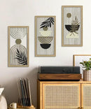 Putuo Decor Boho Abstract Wall Art, Set of 3, Modern Geometric Botanical Wooden Wall Decor, Mid-Century Minimalist Framed Artwork, Neutral Toned Aesthetic Prints, for Living Room, Bedroom, Office by CozyNest Decor