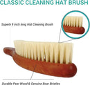 Valentino Garemi Classic Cleaning Hat Brush – Eliminate Dry Stains Dust Rain Spots Sweat Stains Pet Hair – Superb Pear Stained Wood and Genuine Boar Hair – Made in Germany by CozyNest Decor