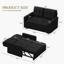 YITAHOME 55" Convertible Sofa Bed, 3-in-1 Sleeper Sofa with Iron Frame Pull-Out Bed, Linen Futon Couch with Reclining Backrest and Side Pocket, Modern Loveseat for Living Room Bedroom Apartment, Black by CozyNest Decor