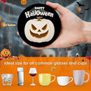 Coaster for Drinks Set of 6, Happy Halloween Pumpkin Spider Web Black Absorbent Round Ceramic Stone Mat, with Cork Base and Metal Holder, Gift for Housewarming Room Bar Decor by CozyNest Decor