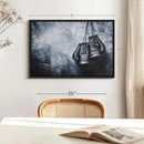 ElephantStock Boxing Gloves Wall Art - Horizontal Framed Canvas - 1-Piece Living Room Wall Decor - Photography Sports Canvas Print - Black and Gray Decor for Wall - 25" X 17" by CozyNest Decor