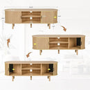 54" Tambour Door TV Stand,Wood Mid Century Modern TV Cabinet for Up to 65“ TV,Curved Edge Long TV Stand with Storage for Bedroom Living Room(Natural, 54inch) by CozyNest Decor