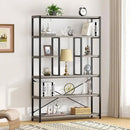 LVB Industrial 6 Tier Bookshelf, Large Tall Open Rustic Vintage Etagere Bookcase, Gray Big Wide Modern Farmhouse Wood and Metal Book Shelf for Home Bedroom Living Room Office Storage, Light Grey Oak by CozyNest Decor