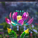Huaxu Solar Outdoor Lights 35.4In Garden Decor Flower Wind Spinners,Waterproof LED Crackle Glass Globe Purple Lotus Art Metal Stake for Lawn Patio Pathway Yard Porch Driveway Decorations Gift by GreenHaven Gardens