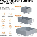 DIMJ Drawer Organizer 15 Pack - Foldable Baby Clothes Storage & Dresser Organizer for Nursery, Bedroom, Closet - Nursery Organization Dresser Dividers for underwear, Sock,Bra, Belt, Tie, Gray by CozyNest Decor