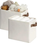 StorageWorks Narrow Storage Bins, Small Basket for Closet and Shelves, Rectangular Fabric Organizer with Handles, Toilet Paper Storage, Beige, 2-Pack by CozyNest Decor