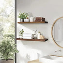 24"x6.8"x1.2" Solid Wood Floating Shelves 2-Pack - Rustic Brown Finish with Hidden Brackets, Perfect for Storage and Décor in Living Room, Kitchen, Bedroom