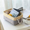 TheWarmHome Decorative Basket Rectangular Fabric Storage Bin Organizer Basket with Handles for Clothes Storage (Gold&Grey, Medium-1Pack,13.8L*9.8W*6.7H) by TinyTreasures Baby Boutique