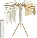 Tripod Clothes Drying Rack, Garment Rack Portable and Foldable Space Saving Laundry Drying Rack - Dryer Rack Clothing Floor Folding Balcony Bedroom Household (Beige(Wood), 16 rods) by CozyNest Decor