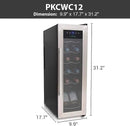 NutriChef PKCWC12 12 Bottle Cooler Refrigerator White and Red Countertop Chiller, Freestanding Compact Mini Wine Fridge with Digital Control, Stainless Steel by CozyNest Decor