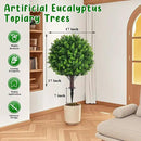 Artificial Topiary Tree with Eucalyptus, Set of 2 Artificial Shrub Bushes with Ground Spike, Fake Evergreen Tree for Porch, Artificial Plants for Outdoor Planters Indoor UV Resistant by GreenHaven Gardens