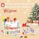 Wooden Ice Cream Toys Kids Play Store Pretend Toy for Toddlers, Play Kitchen Accessories with Scoop, Menu, Fake Money, Ice Cream Play Set Birthday Christmas Gifts for 3 4 5 6 Year Old Girls Boys by TinyTreasures Baby Boutique