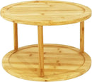 Wood Lazy Susan Organizer Bamboo 2-Tier Rotating Storage Rack – 360° Turntable Organizer for Kitchen, Spices, Cosmetics by CozyNest Decor