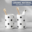 Black Polka Dot Ceramic Toothbrush Holders White - 2 Cups Toothbrush Holders for Bathrooms Toothbrush Toothpaste Holders, White Bathroom Tumbler Cups, Reusable Toothbrush Cups by CozyNest Decor