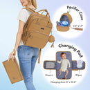 Dikaslon Diaper Bag Backpack with Portable Changing Pad, Pacifier Case and Stroller Straps, Large Unisex Baby Bags for Boys Girls, Multipurpose Travel Back Pack for Moms Dads, Tan by TinyTreasures Baby Boutique
