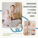 Tiny Land Montessori Baby Toy Set 4-6 Months – Early Learning Motor Skills Development Kit with 4-in-1 Soft Cloth Book, Spinning Rainbow Toy, Silicone Blocks and Baby Tissue Box by TinyTreasures Baby Boutique