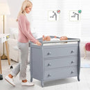 Costzon 3-Drawer Changing Table, Infant Diaper Changing Station with Drawers, Safety Rails & Strap, Baby Changing Table Dresser for Nursery, Easy Assembly (Gray) by CozyNest Decor