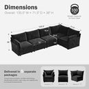 135.5" Oversized Modular Sectional Sofa, L Shaped Convertible Couch with Movable Ottoman, 5 Seat Corner Couches for Living Room Deep Seat Black Chenille by CozyNest Decor