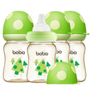 YOHKOH PPSU Baby Bottle Wide Neck, Newborn Anti-Colic Baby Bottle with Natural Response Nipple, Streamlined Body, Easy to Clean (5.4oz (Pack of 4), Green) by TinyTreasures Baby Boutique