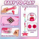 Kids Guitar and Microphone Set, Microphone with Stand and Color Light, Toy Guitar with Strap and Adjustable Volume, Toddler Musical Instrument for 5-9, Kids Karaoke Machine for Boy Girls (Pink) by TinyTreasures Baby Boutique