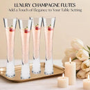 Champagne Flutes Set of 4, Hand Blown Crystal Champagne Glasses, Modern Unique Design, Lead-Free Prosecco Glasses, Elegant Toasting Glasses Gift for Wedding, Anniversary, Birthday, Christmas by CozyNest Decor