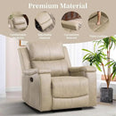 EBELLO Recliner Chair, Single Overstuffed Sofa Recliner, Breathable Faux Leather Manual Reclining Chairs with Hidden Cup Holder, Arm and Back for Adults, Living Room, Bedroom, Beige by CozyNest Decor