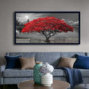 Black and White Red Tree Wall Art Canvas Print Picture Large Red Tree Landscape Modern Artwork for Living Room Bedroom Office Home Wall Decor With Frame 29X58inch Black Framed by CozyNest Decor