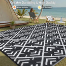 Outdoor Rug Mats, Large Waterproof Outdoor Area Rug, Reversible Portable Outdoor Plastic Straw Carpet for RV Deck Camping Front Door Indoor Outside Porch Picnic (5x8ft Geometric Black&White) by GreenHaven Gardens
