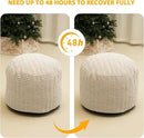 Round Stuffed Pouf Ottoman for Foot Rest, Storage Ottoman Pouf Foot Stool Cushion, Faux Fur Poufs with Foam Chunk Filling, 26 X 18 Inch Floor Chair for Living Room Bedroom Home Decor, Beige by CozyNest Decor