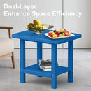 Outdoor Side Table - 2-Tier Storage All Weather Outdoor End Table for Patio - HDPE Morden Easy Maintenance Adirondack Side Table for Pool Porch Balcony Garden Lawn Backyard Outside Indoor by GreenHaven Gardens